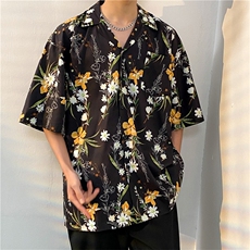 夏季五分袖潮牌宽松垂感面料男式痞帅衬衫男百搭防晒服外套夹克，男装衬衫，星座301D-5(原星座1415）