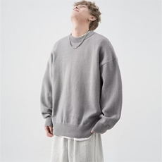 纯色毛衣秋冬cleanfit针织衫美式慵懒风宽松圆领外套6204-P42网图，男装针织衫/毛衣，电商B245