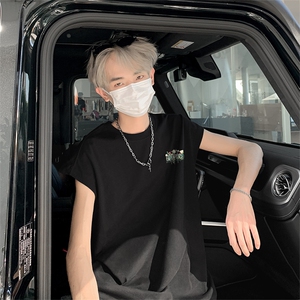 字母玫瑰直播抖音得物品质纯棉重磅250克无袖背心T恤T2506P25控39,男装背心/马甲,电商C408-1(原B339-1)