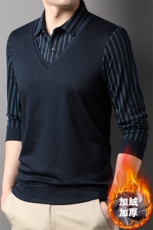 DX7079加绒加厚长期款男装假两件主推数据好不断货外贸男装，男装衬衫，钱塘207-3