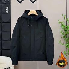 加棉加厚男士秋冬新款连帽青年简约休闲保暖夹克外套NM826-P110，男装夹克，星座310B-3