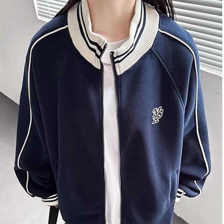 日系立领刺绣松弛感棒球服男女早秋外套宽松休闲学院风W18,男装卫衣,星座1116A（原606A-3）