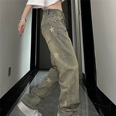 美式高街黄泥牛仔裤男女秋冬潮牌水洗做旧直筒裤SG01P36，男装牛仔裤，星座1112-1