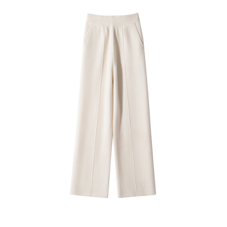 2026年秋季时尚百搭休闲女士中缝裤带兜阔腿裤，女装休闲裤，特麦惠羊绒