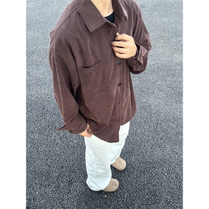 320G厚实灯芯绒衬衫男秋冬款休闲宽松复古长袖衬衣CS027-P35图片