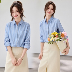 2026新款清爽复古竖条纹衬衫女春夏内搭叠穿神器休闲通勤百搭开衫，女装衬衫，艾米