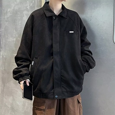 麂皮绒外套男生2024新款春秋季青少年宽松休闲翻领夹克W36，男装夹克，星座1116A-1（原606A）