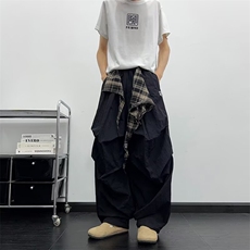 美式嘻哈街舞休闲裤男女秋潮牌叠穿可拆卸拖地裤宽松垂感阔腿长裤，男装休闲裤，星座813-2