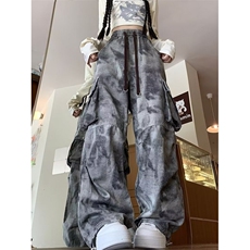 YC9258-P58潮扎染工装裤男女2025春秋新款潮牌宽松迷彩阔腿裤，男装工装外套，电商C233
