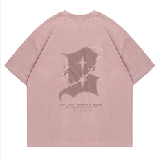 网图220克麂皮绒印花T恤夏季复古1611B-T333-P35，男装T恤，星座1611B