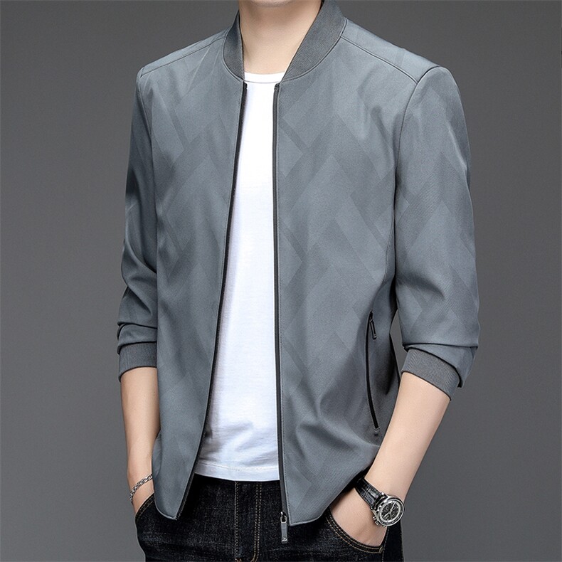 外套男秋季新款商务休闲宽松百搭立领上衣服中老年爸爸装男士夹克，男装夹克，钱塘6003（原4033）