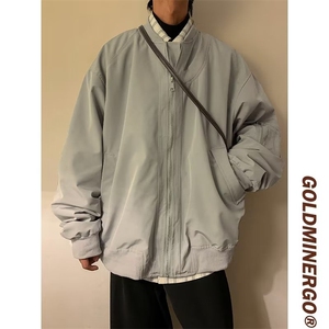 复古cityboy立领夹克外套男女春秋宽松休闲百搭棒球服JK2445-p60