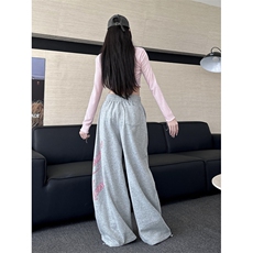 港风秋款男女卫裤字母印花五角星烫钻阔腿宽松休闲长裤h8054P53，男装休闲裤，星座1013-1