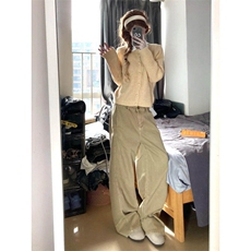 NZI99LL-P58美式复古卡其色工装牛仔裤男夏季宽松直筒阔腿裤，男装牛仔裤，星座1007（原301D）