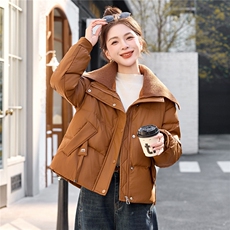 时尚针织翻领羽绒服皮衣，女装羽绒服，英标秀（1C119）