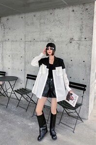 链条款西装衬衫拼接图片