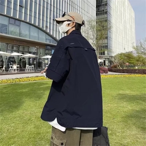 F244-P35 2024夏季新款工装衬衫外套男日系潮牌原宿短袖衬衣 现货图片