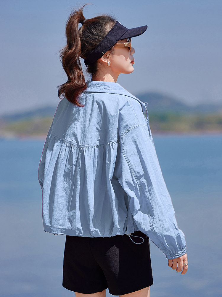 红色宽松防晒衣女2025新款夏季韩版潮流透气减龄小个子休闲短外套,女装防晒衣,靓衣阁