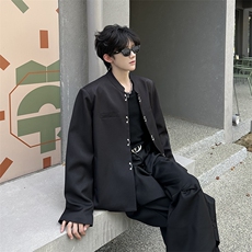 现货小立领扣子设计款纯色百搭休闲外套小西装A071-3329-P98，男装西服套装，电商A071