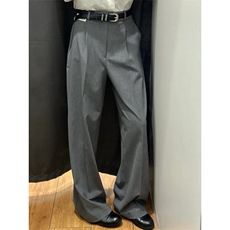 老钱风灰色西装裤子夏季2025年薄款极简高腰阔腿裤K06001P50，男装西裤，星座1004（原星座815-3）