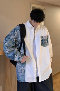 1港风花型长袖衬衫男大码情侣风衬衫男长袖衬衣CS7714P60控88图片
