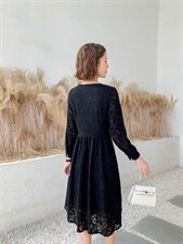 秋冬新款收腰甜美气质高雅淑女连衣裙，女装连衣裙，荷塘月色