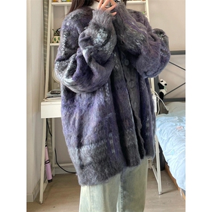 美式复古氛围感毛衣针织衫男女潮宽松开衫外套上衣秋冬 MY3276图片