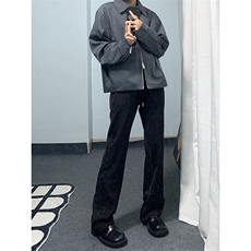 B221美式ins高街纯色情侣款休闲微喇冰丝西裤LK23083-P55控78，男装休闲裤，电商B221