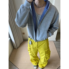 网图蓝格子两面穿连帽卫衣外套小高腰夹克潮WT30--P65，男装夹克，电商C310