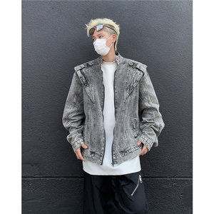 JK8636-P70 美式复古重工拼接短款牛仔外套潮牌欧美街头图片