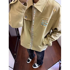 美式复古小众字母刺绣翻领外套男女春秋款宽松设计感夹克JJ881，男装夹克，星座1116A（原606A-3）