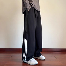 【现货】美式侧边织带拼接条纹卫裤男复古撞色运动休闲裤F22P28，男装休闲裤，星座1112-1
