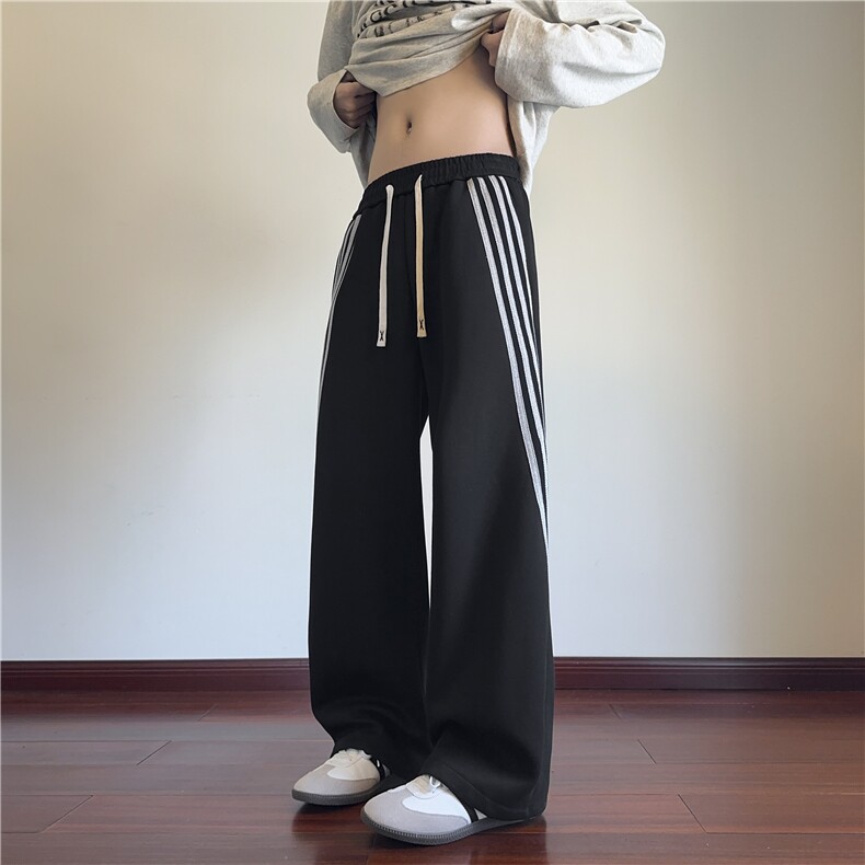 春季新款美式运动斜杠条纹宽松休闲卫裤B315-K25613-特p40控78,男装休闲裤,电商B315