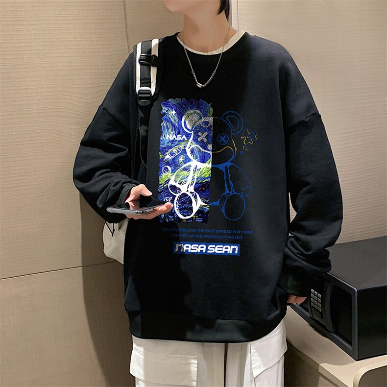S6290-P28 秋季圆领卫衣男大码韩版宽松长袖外套图片