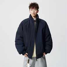 现货双拉链三防立领棉服男女美式高街飞行夹克宽松加厚棉衣冬，男装夹克，电商A443