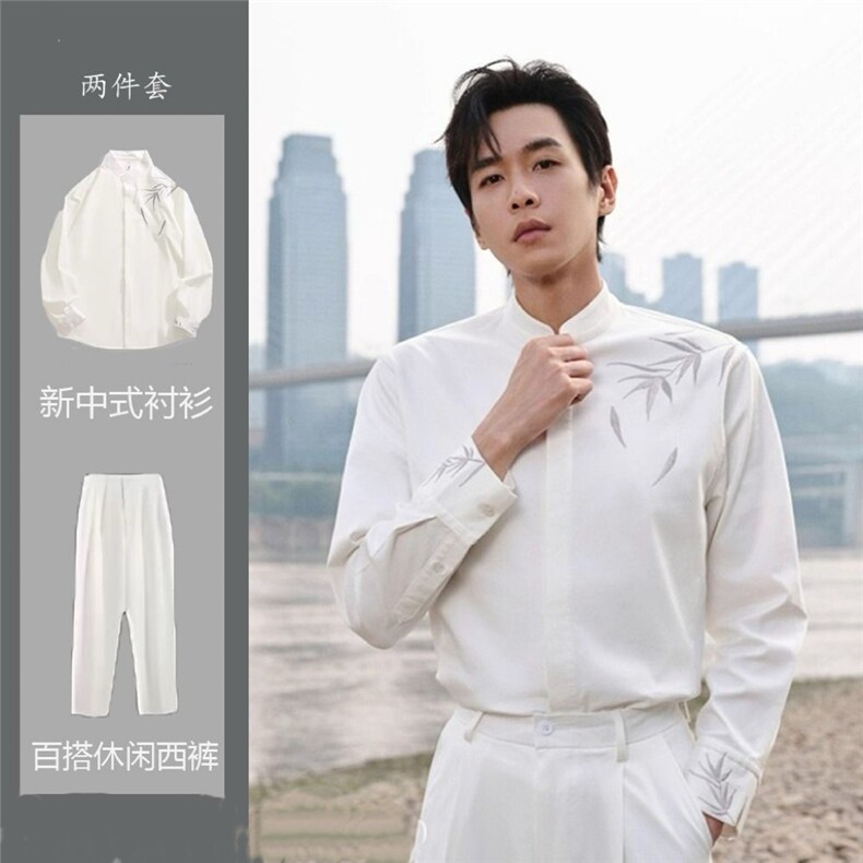 潮流文艺气质ins慵懒新款日系刺绣衬衫百搭原宿简约时尚流行套装图片
