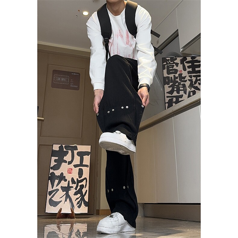 美式ins高街hiphop微喇铆钉牛仔裤货号K2435P50控68,男装牛仔裤,电商A063