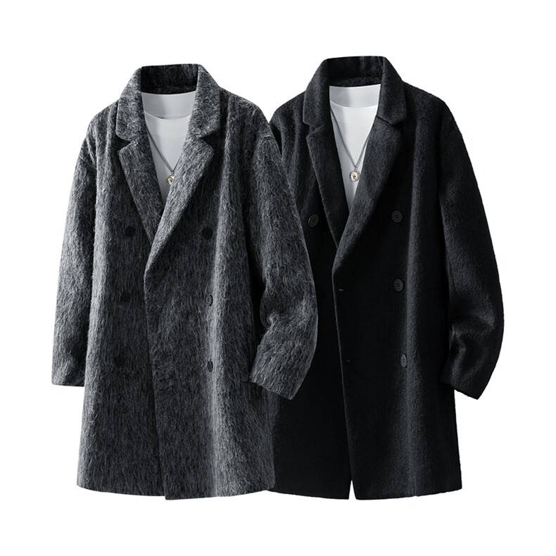 高档男毛呢大衣双排扣羊毛呢子风衣长款西装外套男JK02566-P115，男装风衣，星座308B-2