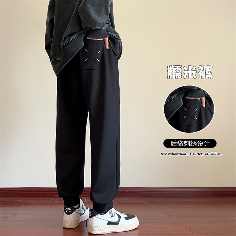 特P45无差价2024春设计感高品质垂感糯米裤男休闲大码束脚裤K1294,男装休闲裤,电商A001-1