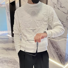 针织衫男秋冬圆领羊毛衫上衣个性百搭线衣男装款提花烫钻X6003，男装针织衫/毛衣，星座1116A-2（原606A-1）
