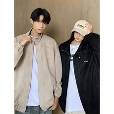 复古麂皮绒立领外套男女潮牌休闲百搭韩版宽松夹克春秋款美式痞帅，男装夹克，星座506A