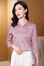高级感真丝衬衫女印花真丝长袖2026年春秋新款宽松翻领上衣衬衣，女装衬衫，阿舍尔精品