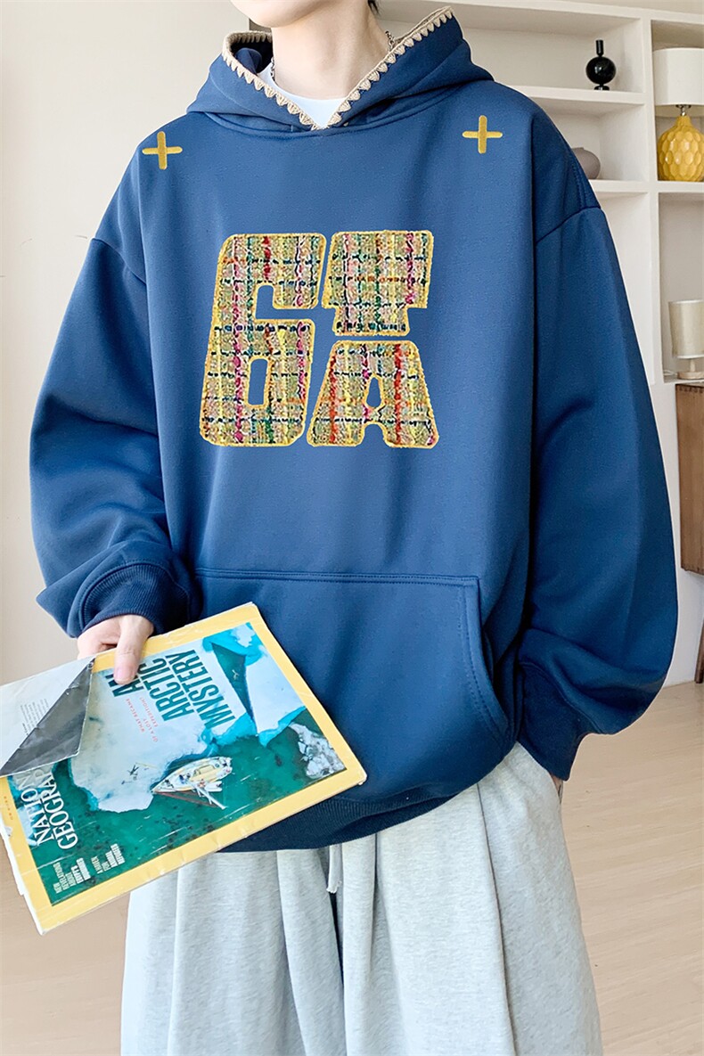 华棉春秋内景新款日系宽松连帽卫衣男大码休闲WY00676/P45加绒P50,男装卫衣,电商B316