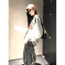 春秋长袖t恤女短款高腰纯棉圆领宽松露脐字母印花上衣TY94，男装T恤，星座1116A（原606A-3）