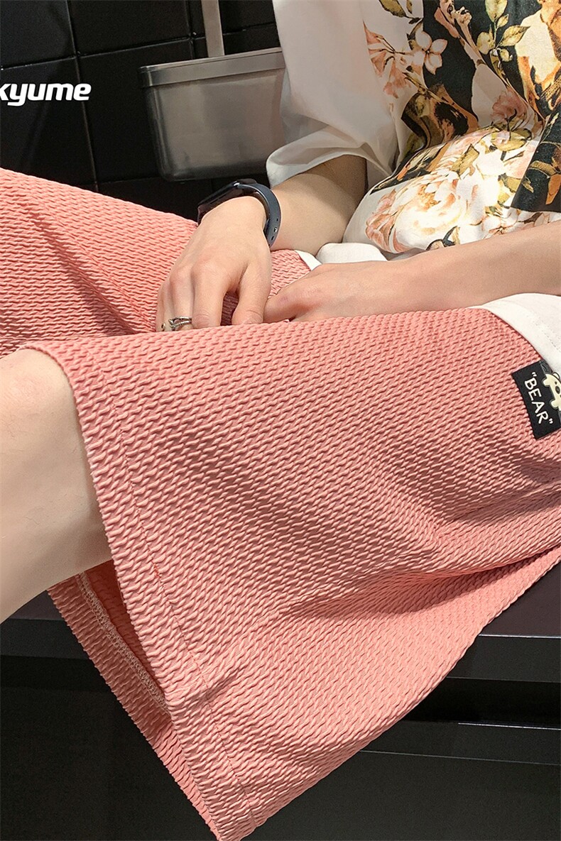 8XL-M2024夏季特大码阔腿短裤男高街ins宽松垂感休闲裤DK1510P45,男装休闲裤,电商D206-1