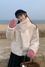 现货新款围脖式高级感加厚皮毛一体皮草外套2982P205K298，女装皮草，2C029