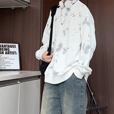 WY5065/P35秋装新款设计感印花圆领卫衣男外套大码重磅长袖上衣，男装卫衣，电商A141