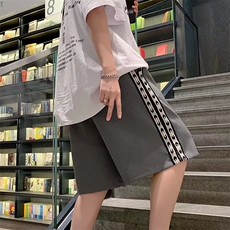 夏季复古织带运动短裤男潮牌宽松阔腿休闲百搭五分裤子DK416-P26，男装牛仔裤，星座1008-2