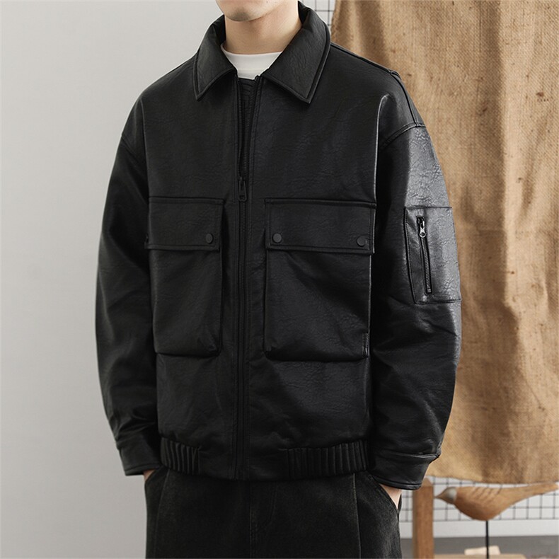高定纳帕纹90鸭绒加厚皮衣羽绒服男士2025冬季新款羽绒外套,男装皮衣,星座914