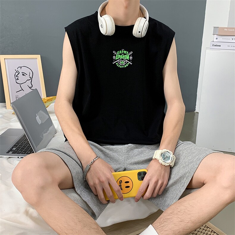 无袖t恤男休闲宽松潮牌外穿ins坎肩马甲篮球背心2881/P25,男装背心/马甲,星座1506-1